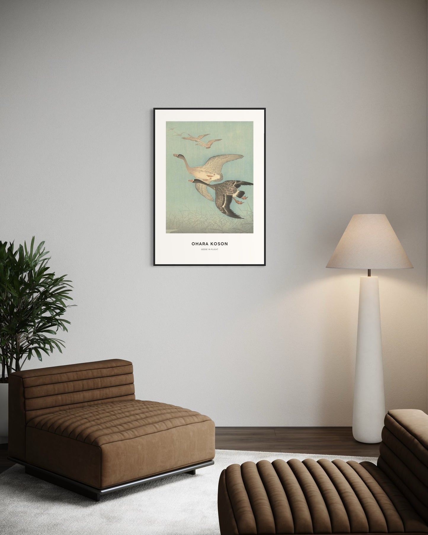 Plakat Geese in Flight - Ohara Koson - nowoczesny plakat dekoracyjny