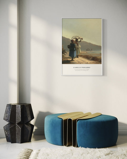 Plakat Camille Pissarro „Two Women Chatting by the Sea” - nowoczesny plakat dekoracyjny