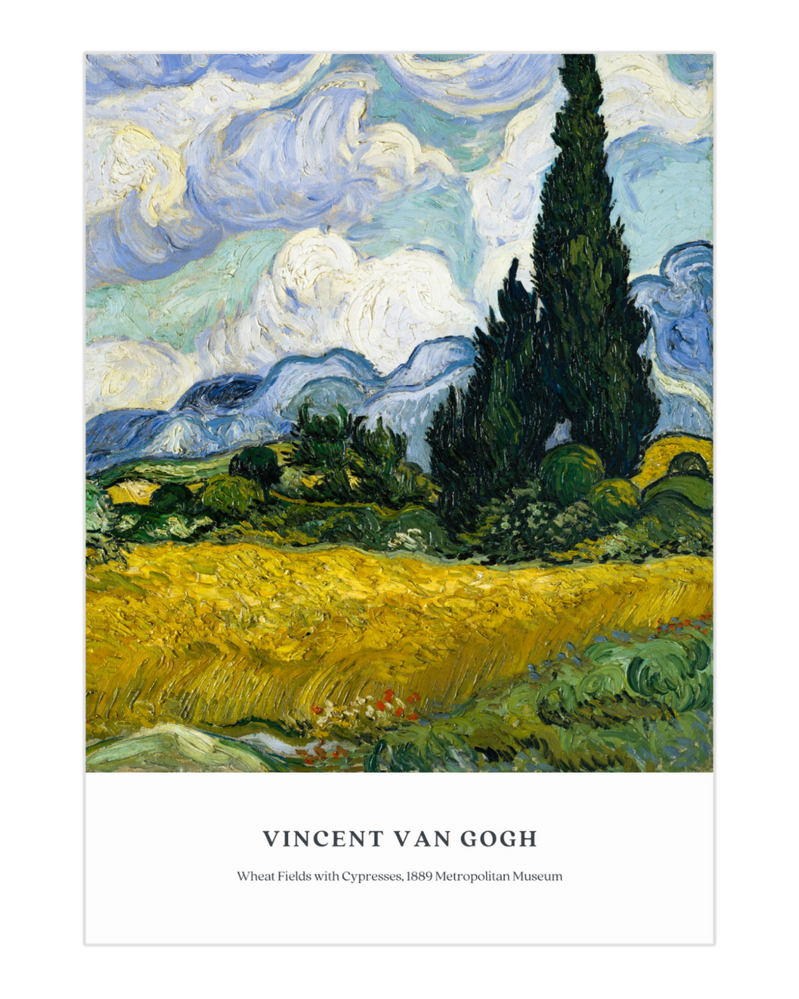 Plakat Wheat Fields with Cypresses, Vincent Van Gogh - nowoczesny plakat dekoracyjny