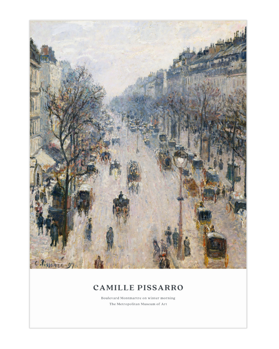 Plakat Boulevard Montmartre on winter morning, Camille Pissarro - nowoczesny plakat dekoracyjny