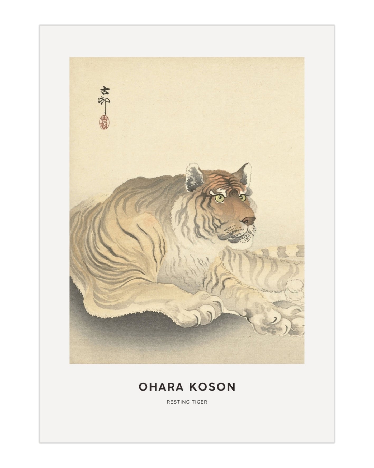 Plakat Resting Tiger - Ohara Koson - nowoczesny plakat dekoracyjny