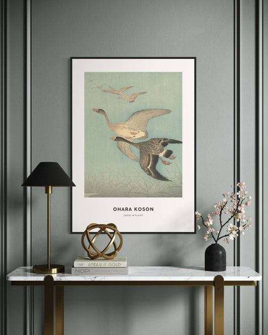 Plakat Geese in Flight - Ohara Koson - nowoczesny plakat dekoracyjny