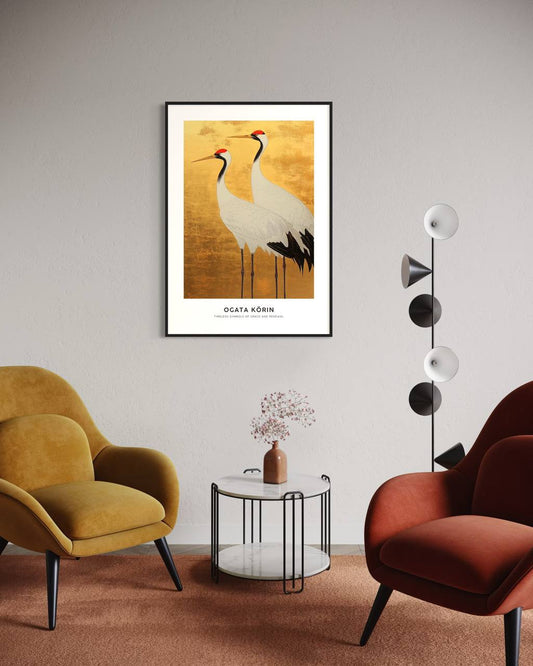 Plakat Japońskie żurawie - 02 - nowoczesny plakat dekoracyjny