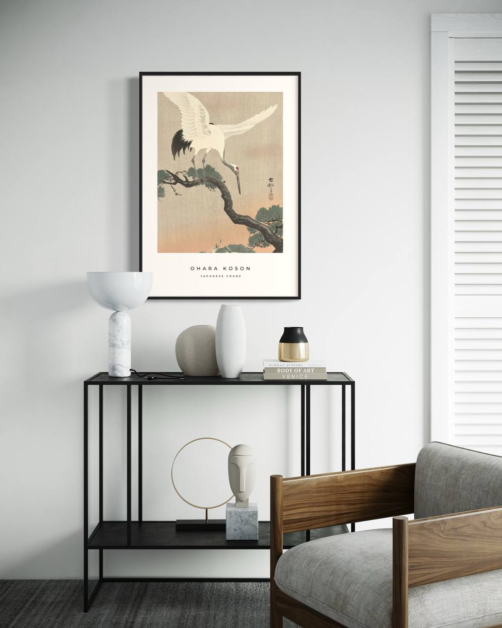 Plakat Japanese Crane - Ohara Koson - nowoczesny plakat dekoracyjny