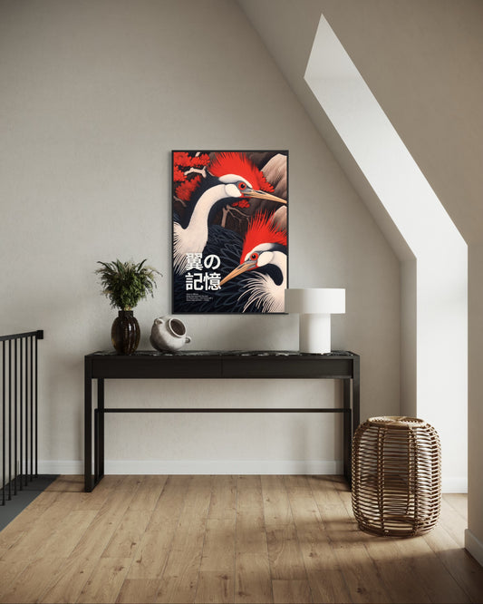 Plakat Japońskie żurawie - 04 - nowoczesny plakat dekoracyjny