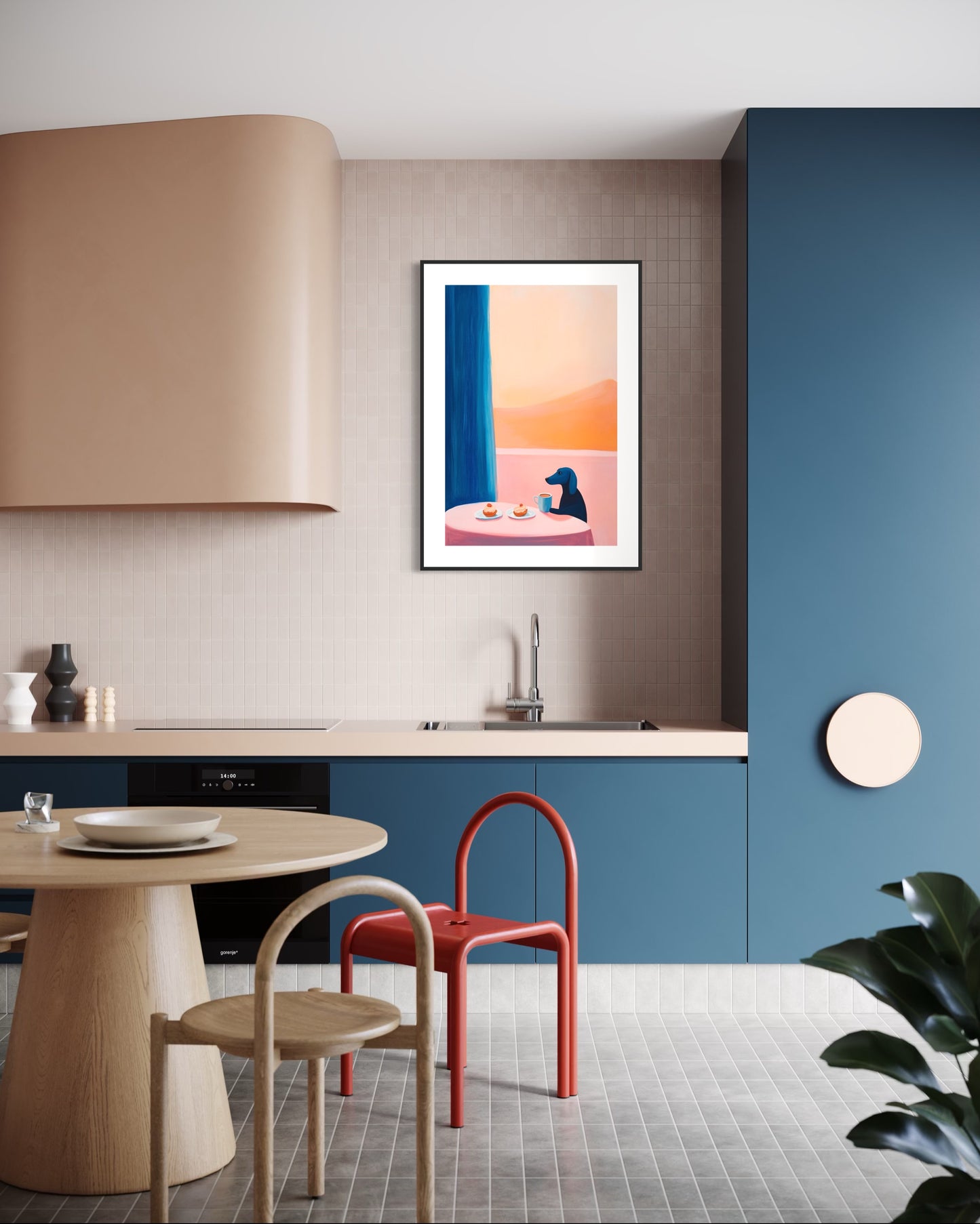 Plakat Piesek przy kawie - 02 - nowoczesny plakat dekoracyjny