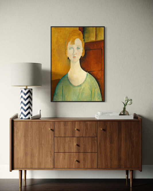 Plakat Girl in a Green Blouse (1917), Amedeo Modigliani - nowoczesny plakat dekoracyjny
