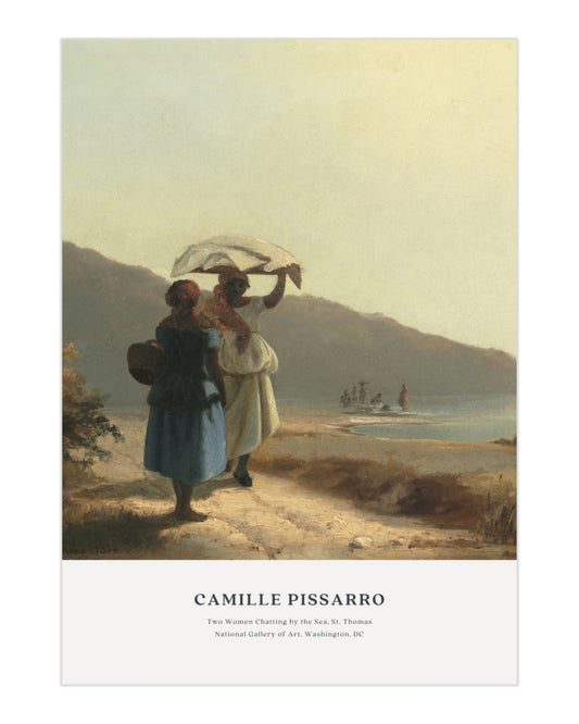 Plakat Camille Pissarro „Two Women Chatting by the Sea” - nowoczesny plakat dekoracyjny