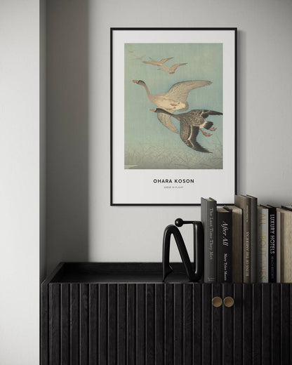 Plakat Geese in Flight - Ohara Koson - nowoczesny plakat dekoracyjny
