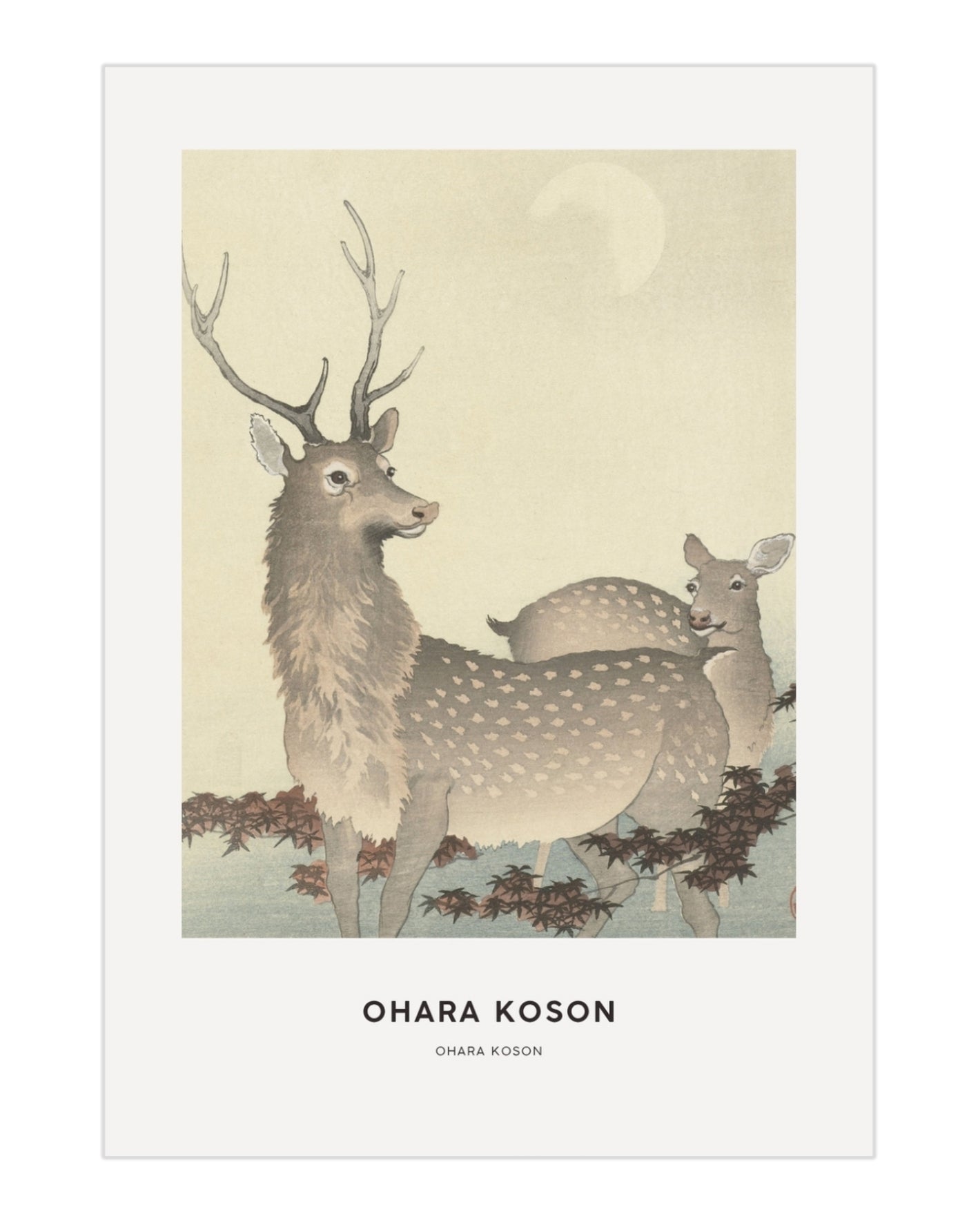 Ohara Koson - Two Deer, Plakat - nowoczesny plakat dekoracyjny