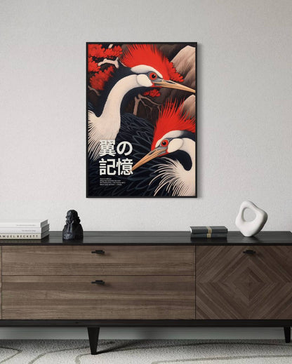 Plakat Japońskie żurawie - 04 - nowoczesny plakat dekoracyjny