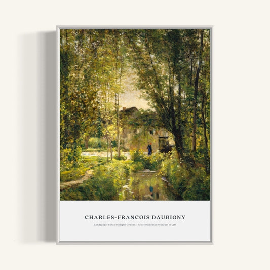 Plakat Landscape with a sunlight stream, Charles-Francois Daubigny - nowoczesny plakat dekoracyjny