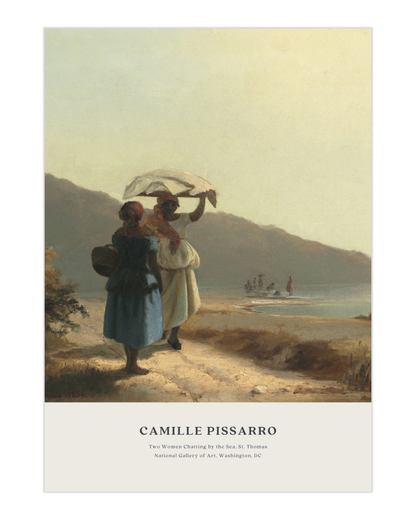 Plakat Camille Pissarro „Two Women Chatting by the Sea” - nowoczesny plakat dekoracyjny