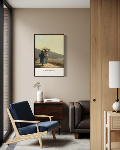 Plakat Camille Pissarro „Two Women Chatting by the Sea” - nowoczesny plakat dekoracyjny