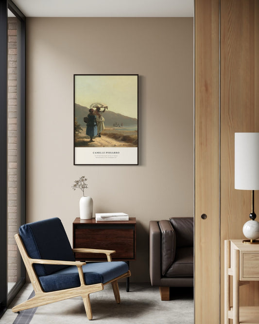 Plakat Camille Pissarro „Two Women Chatting by the Sea” - nowoczesny plakat dekoracyjny